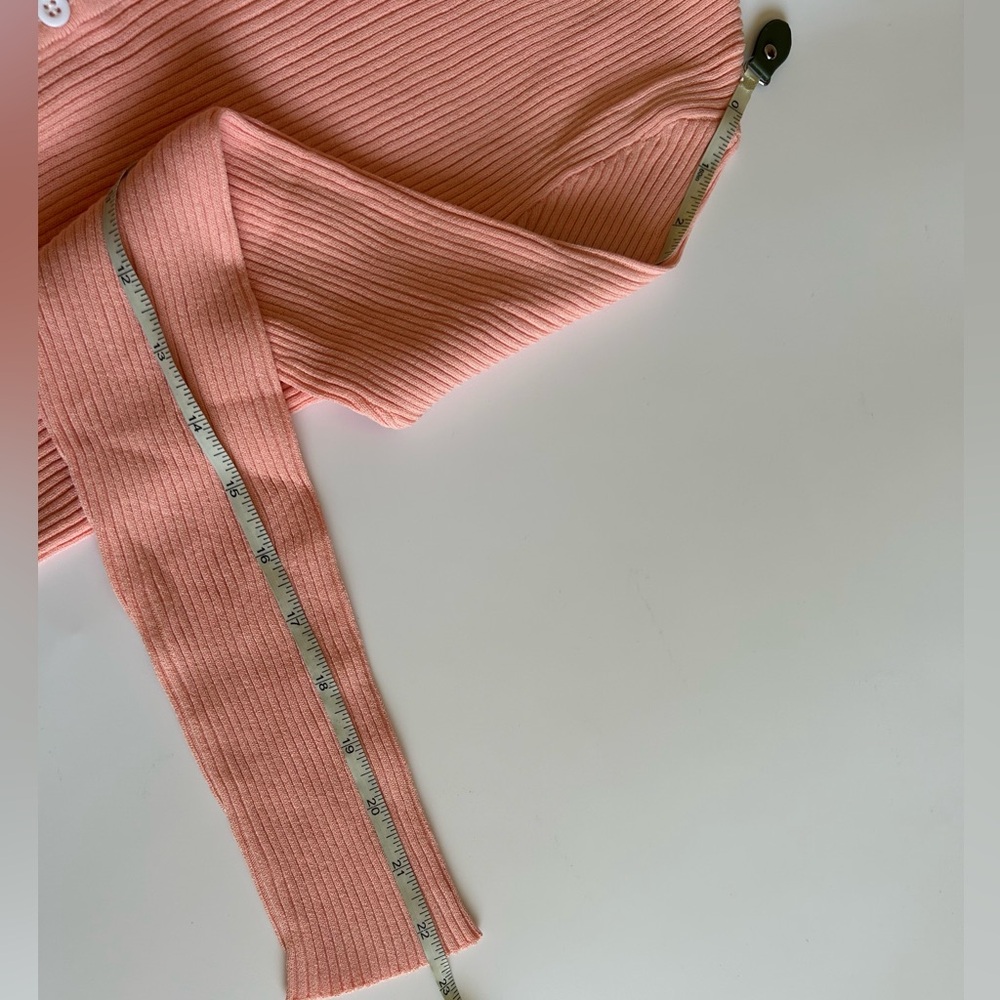 Peach Ribbed Button-Down Cropped Cardigan - Picture 6 of 9